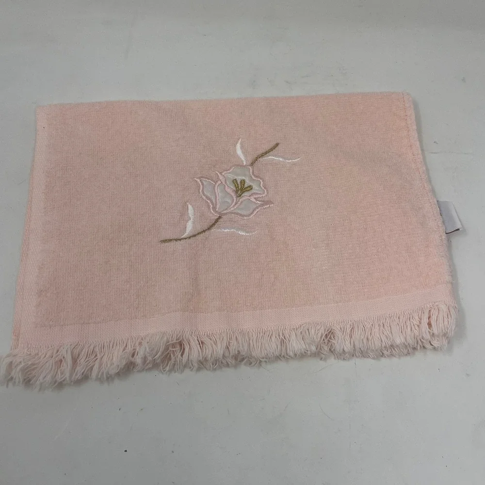 Vintage Avanti After Bath Luxury Towel Set 3pc Lace Butterfly Floral Pink Blue
